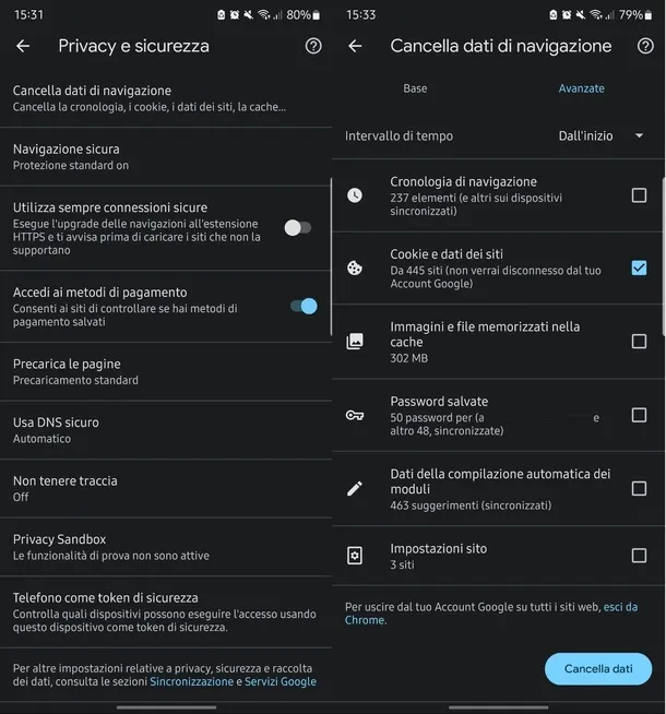 come rimuovere cache e cookie - Google Chrome