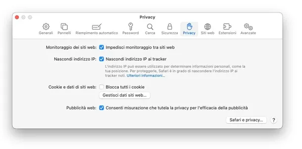 come rimuovere cache e cookie - Safari